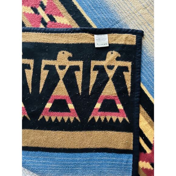 Vtg BIEDERLACK Blanket Throw Western Native Aztec Southwestern Thunderbird Eagle - Picture 8 of 14